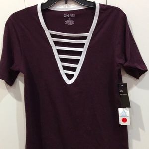 short sleeved tee with cut out